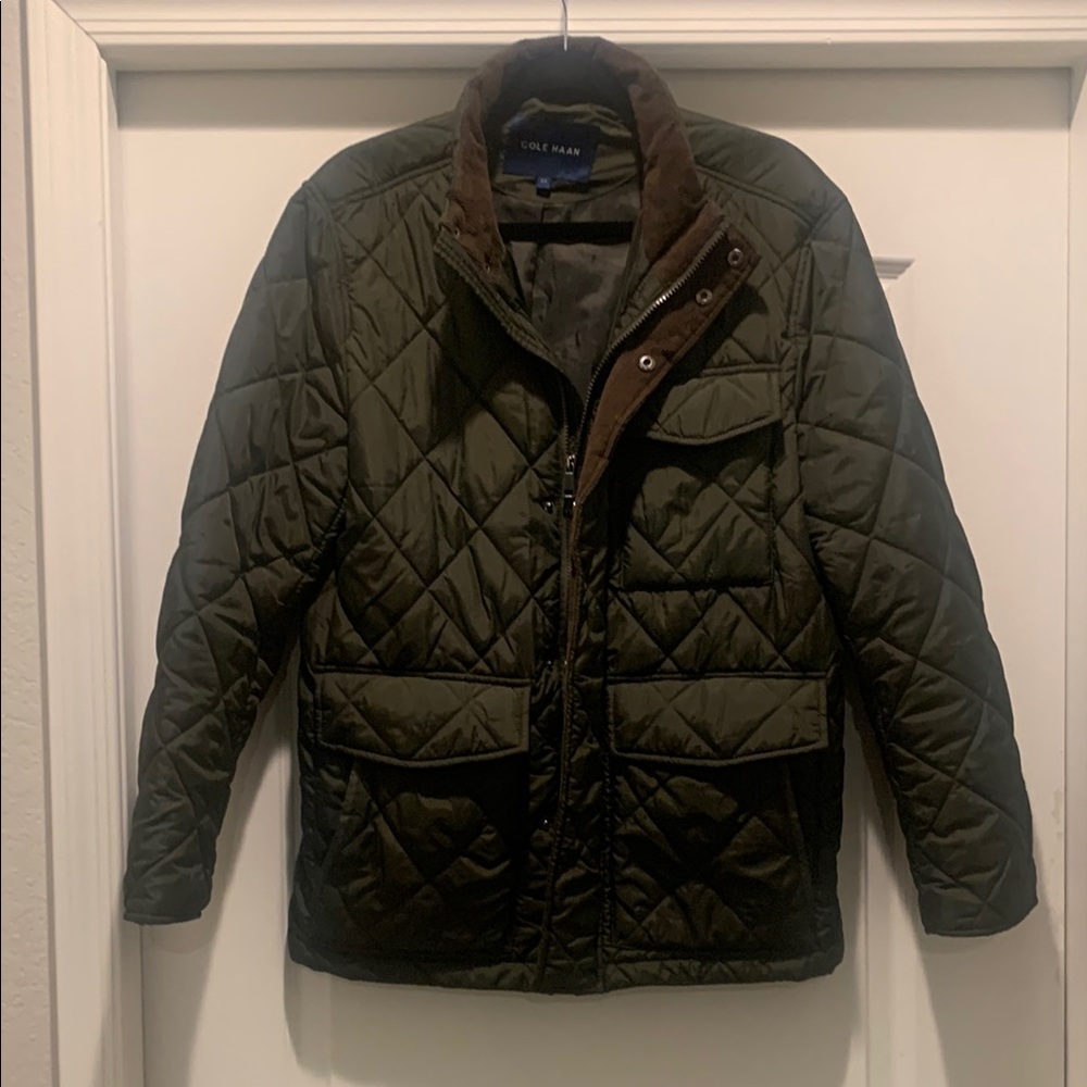 Cole Haan Quilted Jacket - Olive Green